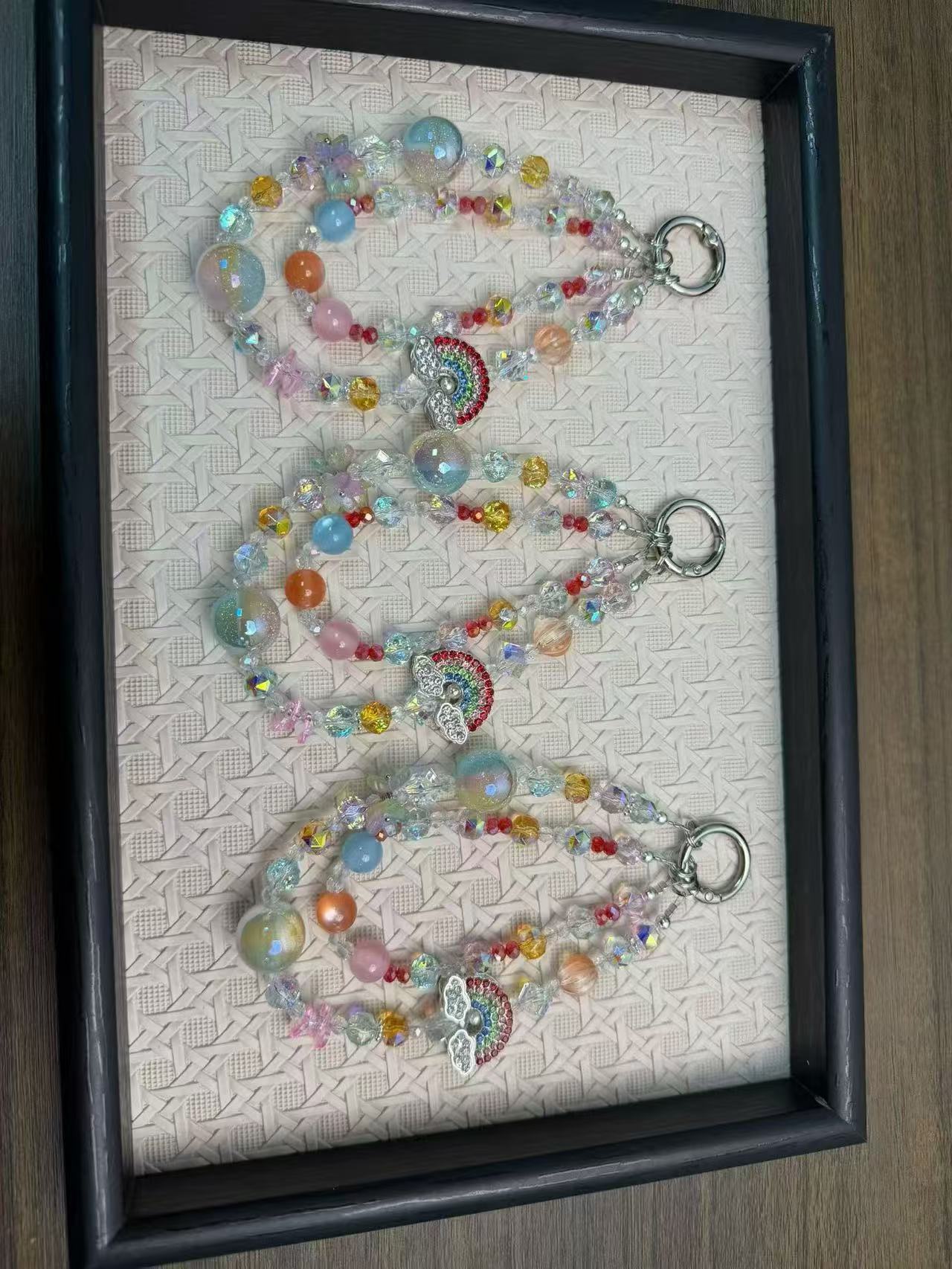 Luxury Niche Crystal Phone Lanyard, Elegant Pearl Key Chain, Short Premium Strap